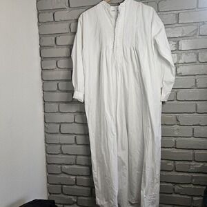 Cabbages & Roses Dress Nightgown 8 White Cotton Victorian Smock Cottagecore